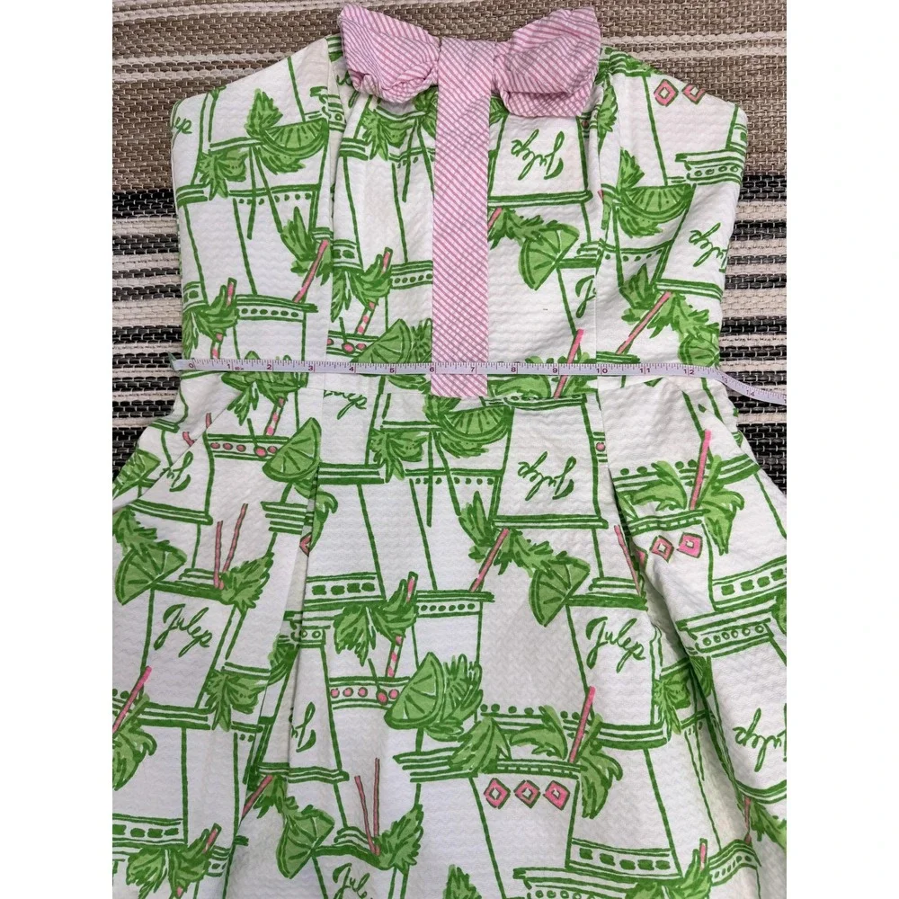 Lilly Pulitzer Dress Women's 4 Mint Julep Derby Strapless Bow Green Pink White - Picture 12 of 16